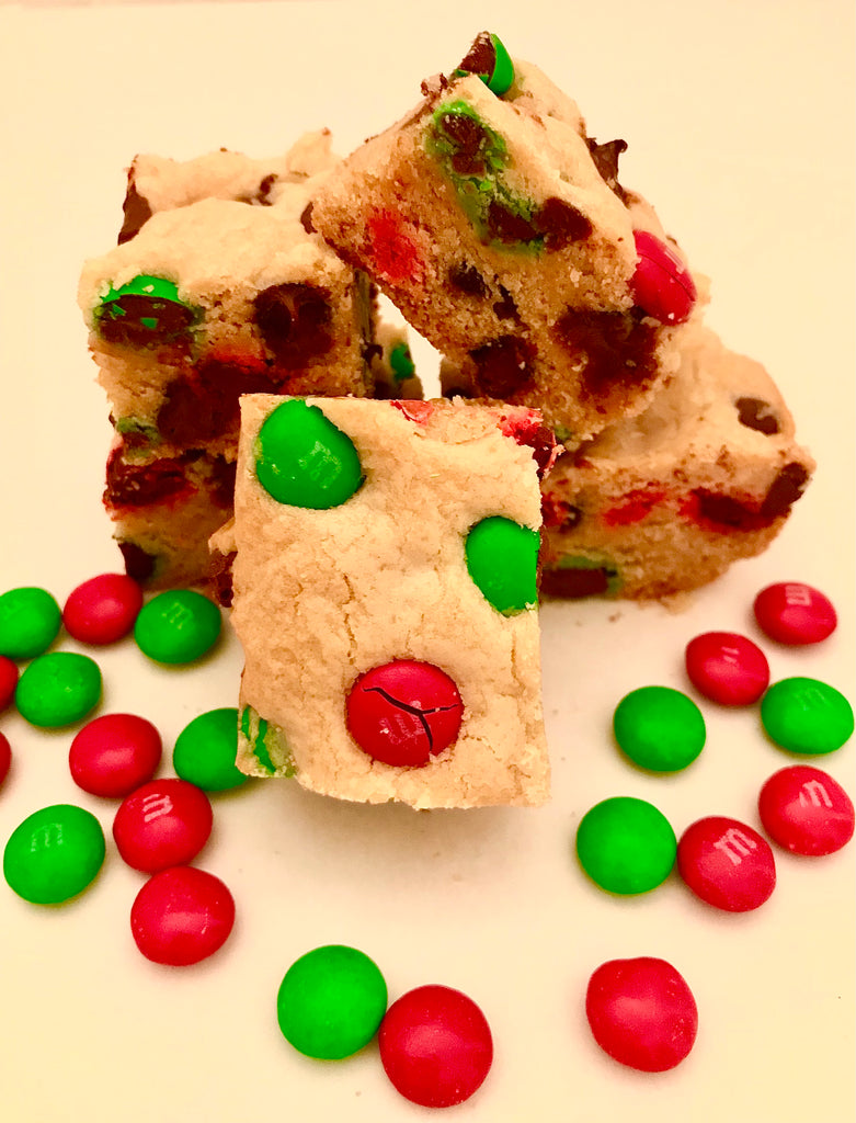 Holiday M&M Cookie Bars